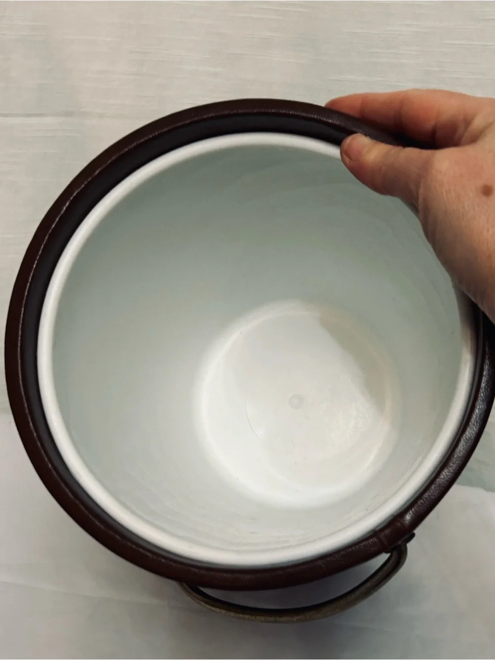 Vintage Large Faux Leather Mid-Century Modern Ice‎ Bucket